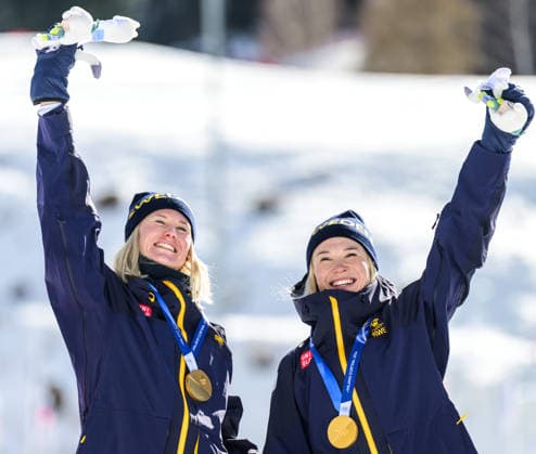260218 Maja Dahlqvist of Sweden and Jonna Sundling of Sweden celebrate first place in the women s free technique team sprint cross-country skiing final during day 12 of the 2026 Winter Olympics on February 18, 2026 in Val di Fiemme. Photo: Jon Olav Nesvold BILDBYRAN COP 217 MT0993 skidor cross-country skiing langrenn Olympic Games, Olympische Spiele, Olympia, OS olympics winter olympics os ol olympiska spel vinter-os olympiske leker milano cortina 2026 milan cortina 2026 milano cortina 2026 olympic games milano cortina 2026 winter olympic games milano cortina-os milano cortina-ol vinter-ol 12 bbeng teamsprint *** 260218 Maja Dahlqvist of Sweden and Jonna Sundling of Sweden celebrate first place in the women s free technique team sprint cross country skiing final during day 12 of the 2026 Winter Olympics on February 18, 2026 in Val di Fiemme Photo Jon Olav Nesvold BILDBYRAN COP 217 MT0993 skidor cross country skiing langrenn olympic games olympics winter olympics os ol olympiska spel vinter os olympiske leker milano cortina 2026 milan cortina 2026 milano cortina 2026 olympic games milano cortina 2026 winter olympic games milano cortina os milano cortina ol vinter ol 12 bbeng teamsprint  Copyright: JONxOLAVxNESVOLD BB260218JE076