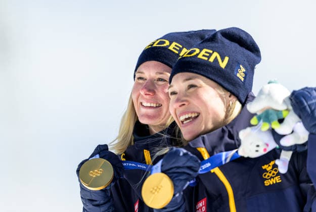 260218 Maja Dahlqvist of Sweden and Jonna Sundling of Sweden celebrate with gold medals after the women s free technique team sprint cross-country skiing final during day 12 of the 2026 Winter Olympics on February 18, 2026 in Val di Fiemme. Photo: Maxim Thore BILDBYRAN kod MT MT0993 skidor cross-country skiing langrenn Olympic Games, Olympische Spiele, Olympia, OS olympics winter olympics os ol olympiska spel vinter-os olympiske leker milano cortina 2026 milan cortina 2026 milano cortina 2026 olympic games milano cortina 2026 winter olympic games milano cortina-os milano cortina-ol vinter-ol 12 bbeng teamsprint jubel sweden sverige guld gold *** 260218 Maja Dahlqvist of Sweden and Jonna Sundling of Sweden celebrate with gold medals after the women s free technique team sprint cross country skiing final during day 12 of the 2026 Winter Olympics on February 18, 2026 in Val di Fiemme Photo Maxim Thore BILDBYRAN kod MT MT0993 skidor cross country skiing langrenn olympic games olympics winter olympics os ol olympiska spel vinter os olympiske leker milano cortina 2026 milan cortina 2026 milano cortina 2026 olympic games milano cortina 2026 winter olympic games milano cortina os milano cortina ol vinter ol 12 bbeng teamsprint jubel sweden sverige guld gold  Copyright: MAXIMxTHORE BB260218MT088