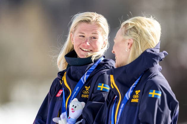 260218 Maja Dahlqvist of Sweden and Jonna Sundling of Sweden celebrate first place in the women s free technique team sprint cross-country skiing final during day 12 of the 2026 Winter Olympics on February 18, 2026 in Val di Fiemme. Photo: Maxim Thore BILDBYRAN kod MT MT0993 skidor cross-country skiing langrenn Olympic Games, Olympische Spiele, Olympia, OS olympics winter olympics os ol olympiska spel vinter-os olympiske leker milano cortina 2026 milan cortina 2026 milano cortina 2026 olympic games milano cortina 2026 winter olympic games milano cortina-os milano cortina-ol vinter-ol 12 bbeng teamsprint jubel sweden sverige *** 260218 Maja Dahlqvist of Sweden and Jonna Sundling of Sweden celebrate first place in the women s free technique team sprint cross country skiing final during day 12 of the 2026 Winter Olympics on February 18, 2026 in Val di Fiemme Photo Maxim Thore BILDBYRAN kod MT MT0993 skidor cross country skiing langrenn olympic games olympics winter olympics os ol olympiska spel vinter os olympiske leker milano cortina 2026 milan cortina 2026 milano cortina 2026 olympic games milano cortina 2026 winter olympic games milano cortina os milano cortina ol vinter ol 12 bbeng teamsprint jubel sweden sverige  Copyright: MAXIMxTHORE BB260218MT090