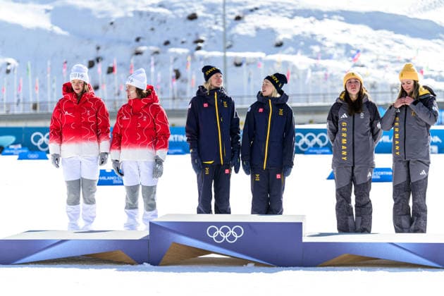 260218 Maja Dahlqvist of Sweden and Jonna Sundling of Sweden celebrate first place in the women s free technique team sprint cross-country skiing final during day 12 of the 2026 Winter Olympics on February 18, 2026 in Val di Fiemme. Photo: Jon Olav Nesvold BILDBYRAN COP 217 MT0993 skidor cross-country skiing langrenn Olympic Games, Olympische Spiele, Olympia, OS olympics winter olympics os ol olympiska spel vinter-os olympiske leker milano cortina 2026 milan cortina 2026 milano cortina 2026 olympic games milano cortina 2026 winter olympic games milano cortina-os milano cortina-ol vinter-ol 12 bbeng teamsprint *** 260218 Maja Dahlqvist of Sweden and Jonna Sundling of Sweden celebrate first place in the women s free technique team sprint cross country skiing final during day 12 of the 2026 Winter Olympics on February 18, 2026 in Val di Fiemme Photo Jon Olav Nesvold BILDBYRAN COP 217 MT0993 skidor cross country skiing langrenn olympic games olympics winter olympics os ol olympiska spel vinter os olympiske leker milano cortina 2026 milan cortina 2026 milano cortina 2026 olympic games milano cortina 2026 winter olympic games milano cortina os milano cortina ol vinter ol 12 bbeng teamsprint  Copyright: JONxOLAVxNESVOLD BB260218JE080