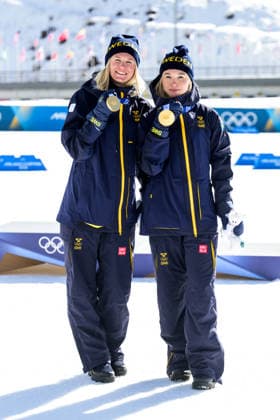 260218 Maja Dahlqvist of Sweden and Jonna Sundling of Sweden celebrate with gold medals after women s free technique team sprint cross-country skiing final during day 12 of the 2026 Winter Olympics on February 18, 2026 in Val di Fiemme. Photo: Jon Olav Nesvold BILDBYRAN COP 217 MT0993 skidor cross-country skiing langrenn Olympic Games, Olympische Spiele, Olympia, OS olympics winter olympics os ol olympiska spel vinter-os olympiske leker milano cortina 2026 milan cortina 2026 milano cortina 2026 olympic games milano cortina 2026 winter olympic games milano cortina-os milano cortina-ol vinter-ol 12 bbeng teamsprint sweden sverige jubel guld gold *** 260218 Maja Dahlqvist of Sweden and Jonna Sundling of Sweden celebrate with gold medals after women s free technique team sprint cross country skiing final during day 12 of the 2026 Winter Olympics on February 18, 2026 in Val di Fiemme Photo Jon Olav Nesvold BILDBYRAN COP 217 MT0993 skidor cross country skiing langrenn olympic games olympics winter olympics os ol olympiska spel vinter os olympiske leker milano cortina 2026 milan cortina 2026 milano cortina 2026 olympic games milano cortina 2026 winter olympic games milano cortina os milano cortina ol vinter ol 12 bbeng teamsprint sweden sverige jubel guld gold  Copyright: JONxOLAVxNESVOLD BB260218JE084
