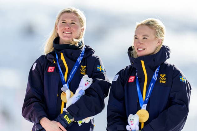 260218 Maja Dahlqvist of Sweden and Jonna Sundling of Sweden celebrate first place in the women s free technique team sprint cross-country skiing final during day 12 of the 2026 Winter Olympics on February 18, 2026 in Val di Fiemme. Photo: Jon Olav Nesvold BILDBYRAN COP 217 MT0993 skidor cross-country skiing langrenn Olympic Games, Olympische Spiele, Olympia, OS olympics winter olympics os ol olympiska spel vinter-os olympiske leker milano cortina 2026 milan cortina 2026 milano cortina 2026 olympic games milano cortina 2026 winter olympic games milano cortina-os milano cortina-ol vinter-ol 12 bbeng teamsprint jubel sweden sverige *** 260218 Maja Dahlqvist of Sweden and Jonna Sundling of Sweden celebrate first place in the women s free technique team sprint cross country skiing final during day 12 of the 2026 Winter Olympics on February 18, 2026 in Val di Fiemme Photo Jon Olav Nesvold BILDBYRAN COP 217 MT0993 skidor cross country skiing langrenn olympic games olympics winter olympics os ol olympiska spel vinter os olympiske leker milano cortina 2026 milan cortina 2026 milano cortina 2026 olympic games milano cortina 2026 winter olympic games milano cortina os milano cortina ol vinter ol 12 bbeng teamsprint jubel sweden sverige  Copyright: JONxOLAVxNESVOLD BB260218JE088