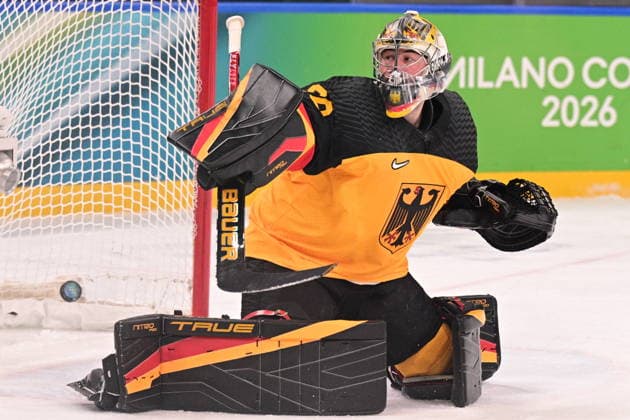 XXV Winter Olympic Games, Olympische Spiele, Olympia, OS in Milan, Italy, on February 18, 2026. Men s Ice hockey, Eishockey preliminary round playoffs, Slovakia - Germany. Goalkeeper Philipp Grubauer of Germany gives up a goal. (CTKxPhoto MichalxKamaryt) CTKPhotoP2026021804903  CTKPhotoP2026021804903
