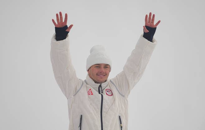 Jake Canter of celebrates winning bronze during Men s snowboard Slopestyle final, Milano Cortina 2026 Winter Olympic game, at Livigno Snow Park on February 18, 2026 in Livigno, Italy. Thor Wegner DeFodi Images (Photo by DeFodi Images) - *** Jake Canter of celebrates winning bronze during Men s snowboard Slopestyle final, Milano Cortina 2026 Winter Olympic game, at Livigno Snow Park on February 18, 2026 in Livigno, Italy Thor Wegner DeFodi Images Photo by DeFodi Images