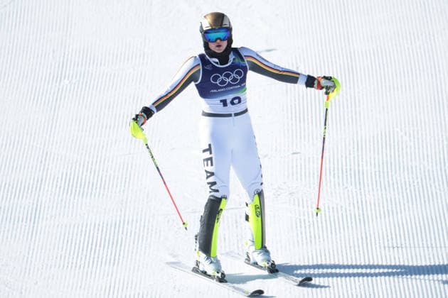 Emma Aicher(GER) during the Olympic Winter games, Winterspiele,Spiele, Summer games Milano-Cortina 2026, Alpine Skiing Women s Slalom - Run 2 on February 18, 2026 at Tofane Alpine Skiing Centre in Cortina D Ampezzo  Copyright: xLucianoxMariaxBisi IPAxSportx xipa-agency.netx xx IPA_71684123 IPA_Agency_IPA71684123