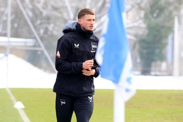 DEU, DFL, 2. FBL Hertha BSC, Training, 18.02.2026, Sportforum, Berlin, DEU, DFL, 2. FBL Hertha BSC, Training, im Bild verlaesst vorzeitig das Training, Michael Cuisance (Hertha BSC Berlin 10) DFL - regulations prohibit any use of Photographs as image sequences and or quasi-video