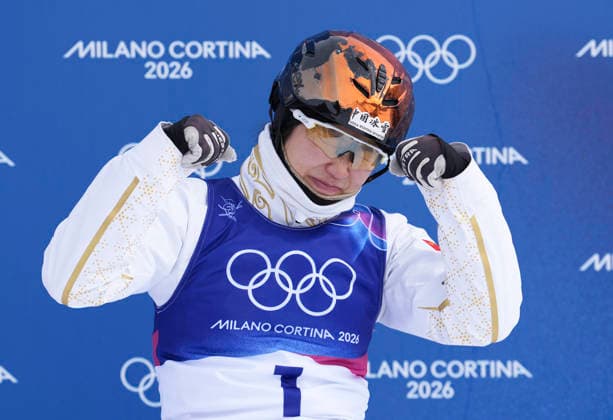(260218) -- LIVIGNO, Feb. 18, 2026 -- Xu Mengtao of China reacts during the freestyle skiing women s aerials final 1 at the Milan-Cortina 2026 Olympic Winter games, Winterspiele,Spiele, Summer games in Livigno, Italy, Feb. 18, 2026. ) (MICO2026)ITALY-LIVIGNO-OLYMPIC WINTER GAMES-FREESTYLE SKIING-WOMEN S AERIALS-FINAL HuxChao 