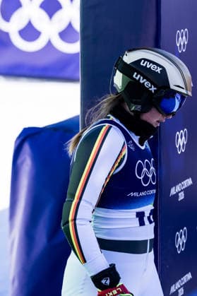 TOFANE, ITALY - FEBRUARY 18: Emma Aicher (Germany) frustrated during the Alpine Skiing Women s Slalom at the Milano Cortina 2026 Olympics at Tofane Alpine Skiing Centre on day 12 of the Milano Cortina 2026 Olympics on February 18, 2026 in Tofane, Italy. Editorial use only. Italy Copyright: xSteffiexWunderlx
