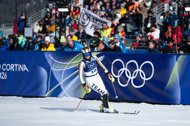 AICHER Emma (Deutschland) im Ziel, ITA, Olympische Spiele Milano Cortina 2026, Olympia, Ski Alpin, Slalom Damen, 18.02.2026 ITA, Olympische Spiele Milano Cortina 2026, Olympia, Ski Alpin, Slalom Damen, 18.02.2026 Cortina d Ampezzo *** AICHER Emma Germany at the finish, ITA, Olympic Games Milano Cortina 2026, Olympic Games, Alpine Skiing, Slalom Women, 18 02 2026 ITA, Olympic Games Milano Cortina 2026, Olympic Games, Alpine Skiing, Slalom Women, 18 02 2026 Cortina d Ampezzo Copyright: xEibner-Pressefoto Memmlerx EP_MMR