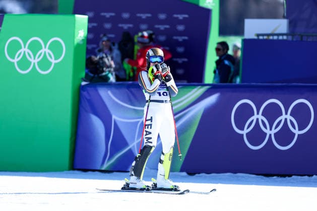 Olympische Winterspiele Milano Cortina 2026 Ski Alpin Slalom Frauen am 18.02.2026 im Tofane Alpine Skiing Centre in Cortina d™Ampezzo Emma Aicher ( Deutschland ) *** Olympic Winter Games Milano Cortina 2026 Alpine Skiing Slalom Women on 18 02 2026 at the Tofane Alpine Skiing Center in Cortina d™Ampezzo Emma Aicher Germany xMSx