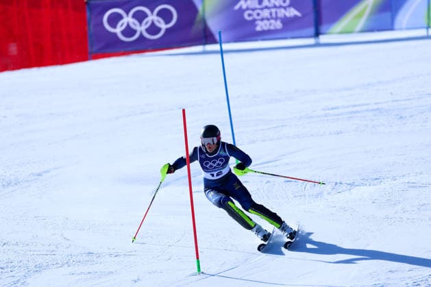 Olympische Winterspiele Milano Cortina 2026 Ski Alpin Slalom Frauen am 18.02.2026 im Tofane Alpine Skiing Centre in Cortina d™Ampezzo Anna Swenn Larsson ( Schweden ) gewinnt die Bronze Medaille *** Olympic Winter Games Milano Cortina 2026 Alpine Skiing Slalom Women on 18 02 2026 at the Tofane Alpine Skiing Center in Cortina d™Ampezzo Anna Swenn Larsson Sweden wins the bronze medal xMSx
