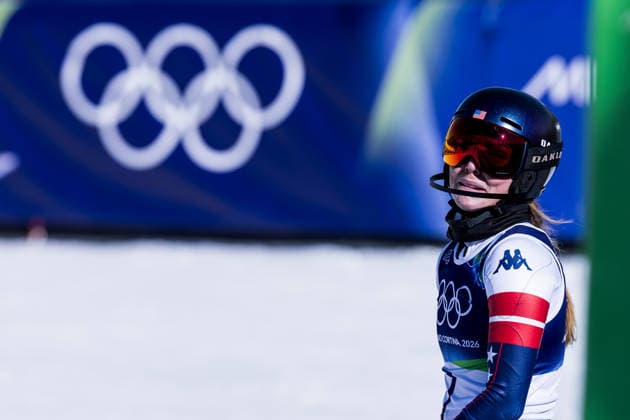 TOFANE, ITALY - FEBRUARY 18: Mikaela Shiffrin (United States of America) emotional after winning Gold during the Alpine Skiing Women s Slalom at the Milano Cortina 2026 Olympics at Tofane Alpine Skiing Centre on day 12 of the Milano Cortina 2026 Olympics on February 18, 2026 in Tofane, Italy. Editorial use only. Italy Copyright: xSteffiexWunderlx