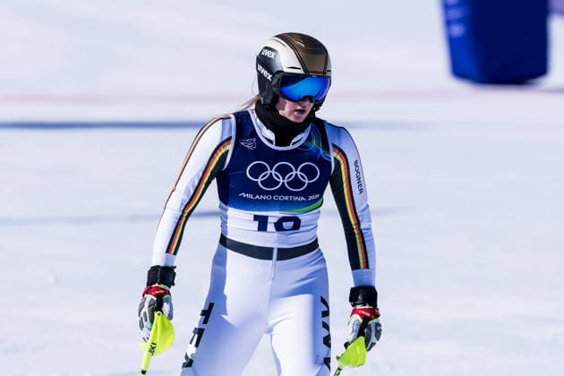TOFANE, ITALY - FEBRUARY 18: Emma Aicher (Germany) frustrated during the Alpine Skiing Women s Slalom at the Milano Cortina 2026 Olympics at Tofane Alpine Skiing Centre on day 12 of the Milano Cortina 2026 Olympics on February 18, 2026 in Tofane, Italy. Editorial use only. Italy Copyright: xSteffiexWunderlx