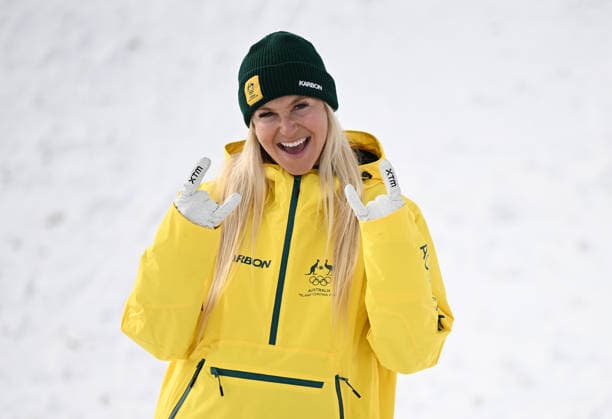 2026 WINTER Olympic Games, Olympische Spiele, Olympia, OS Danielle Scott of Australia celebrates after winning silver in the Women™s Aerials super final at Livigno Snow Park on day 11 of the 2026 Milano Cortina Winter Olympic Games in Italy, Wednesday, February 18, 2026. ( NO ARCHIVING, EDITORIAL USE ONLY LIVIGNO SONDRIO ITALY  Copyright: xDANxHIMBRECHTSx 20260219163310496435