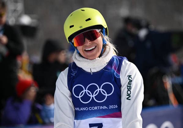 2026 WINTER Olympic Games, Olympische Spiele, Olympia, OS Danielle Scott of Australia celebrates after winning silver in the Women™s Aerials super final at Livigno Snow Park on day 11 of the 2026 Milano Cortina Winter Olympic Games in Italy, Wednesday, February 18, 2026. ( NO ARCHIVING, EDITORIAL USE ONLY LIVIGNO SONDRIO ITALY  Copyright: xDANxHIMBRECHTSx 20260219181115017555