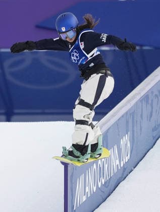 Milan Cortina Olympics: Snowboard Mari Fukada of Japan competes in the women s snowboard slopestyle final at the Milan Cortina Olympics on Feb. 18, 2026, at Livigno Snow Park in Livigno, Italy.  A14AA0005300486P