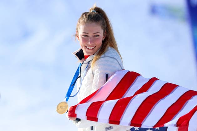 Olympische Winterspiele Milano Cortina 2026 Ski Alpin Slalom Frauen am 18.02.2026 im Tofane Alpine Skiing Centre in Cortina d™Ampezzo Mikaela Shiffrin ( USA ) gewinnt die Gold Medaille *** Olympic Winter Games Milano Cortina 2026 Alpine Skiing Slalom Women on 18 02 2026 at the Tofane Alpine Skiing Centre in Cortina d™Ampezzo Mikaela Shiffrin USA wins the gold medal xMSx