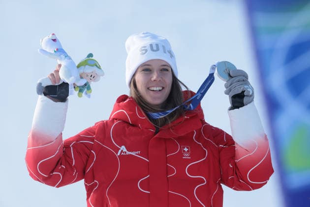 Silver medal for Camille Rast (SUI) during the Olympic Winter games, Winterspiele,Spiele, Summer games Milano-Cortina 2026, Alpine Skiing Women s Slalom - Run 2 on February 18, 2026 at Tofane Alpine Skiing Centre in Cortina D Ampezzo  Copyright: xLucianoxMariaxBisi IPAxSportx xipa-agency.netx xx IPA_71687482 IPA_Agency_IPA71687482