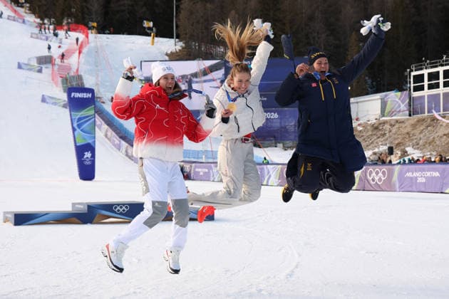 GIOCHI OLIMPICI - Olimpiadi Invernali Milano-Cortina 2026 - Alpine Skiing Women s Slalom - Run 2 The podium during the Olympic Winter games, Winterspiele,Spiele, Summer games Milano-Cortina 2026, Alpine Skiing Women s Slalom - Run 2 on February 18, 2026 at Tofane Alpine Skiing Centre in Cortina D Ampezzo Cortina D Ampezzo Italy  Copyright: xIPAxSport ABACAx