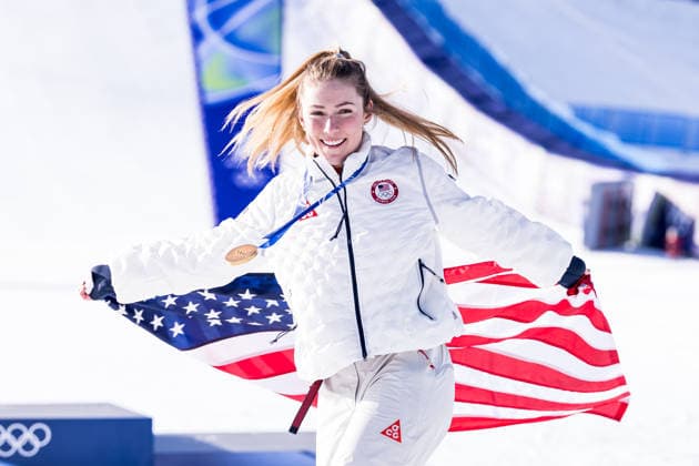 TOFANE, ITALY - FEBRUARY 18: Gold medalist Mikaela Shiffrin (United States of America) during the medal ceremony of the Alpine Skiing Women s Slalom at the Milano Cortina 2026 Olympics at Tofane Alpine Skiing Centre on day 12 of the Milano Cortina 2026 Olympics on February 18, 2026 in Tofane, Italy. Editorial use only. Italy Copyright: xSteffiexWunderlx