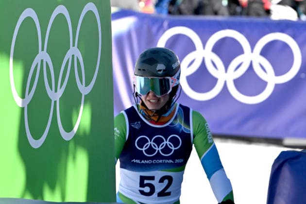 Cortina d Ampezzo, Italy, February 18th 2026. Lila Lapanja of Slovenia in finish after second run of the Alpine Skiing Womens Slalom race of the Olympic Winter games, Winterspiele,Spiele, Summer games 2026 in Cortina d Ampezzo, Italy. (Photo by Igor Kupljenik Sports Press Photo)  Copyright: xIgorxKupljenikx xSPPx Sportspressphoto_SPR94134