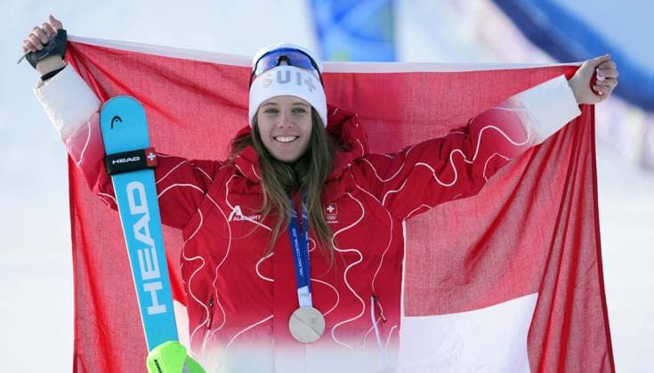 Foto IPP Gio Auletta Pentaphoto Cortina D Ampezzo 18 02 2026 Olimpiadi Invernali Olimpiade Giochi Olimpici Milano-Cortina 2026 Sci Alpino Slalom Speciale Femminile nella foto Camille Rast vincitrice della medaglia d argento italy ITALY  Copyright: xR4924_italyphotopressx