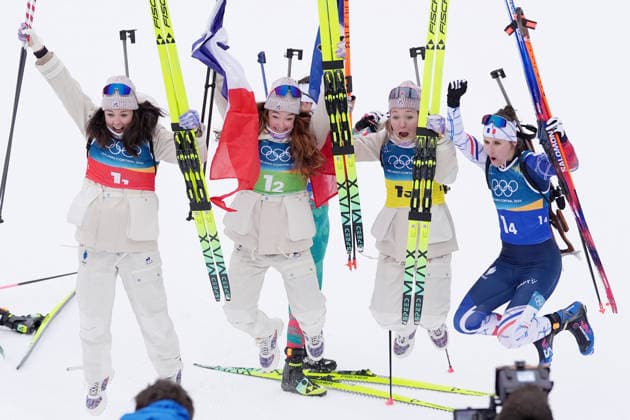 France™s Team , gold medal during Biathlon Women s 4 x 6km Relay at Antholz-Anterselva Biathlon Arena at the Milano Cortina 2026 Winter Olympics, in Anterselva (Italy) February 18 , 2026 (Spada LaPresse)  Copyright: xSpada LaPressex