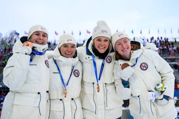 260218 Marthe Krakstad Johansen of Norway, Juni Arnekleiv of Norway, Karoline Offigstad Knotten of Norway and Maren Kirkeeide of Norway celebrate with their medals after the women s biathlon 4 x 6 km relay during day 12 of the 2026 Winter Olympics on February 18, 2026 in Anterselva. Photo: Mathias Bergeld BILDBYRAN kod MB MB1336 skidskytte biathlon skiskyting Olympic Games, Olympische Spiele, Olympia, OS olympics winter olympics os ol olympiska spel vinter-os olympiske leker milano cortina 2026 milan cortina 2026 milano cortina 2026 olympic games milano cortina 2026 winter olympic games milano cortina-os milano cortina-ol vinter-ol 12 bbeng relay stafett jubel norge *** 260218 Marthe Krakstad Johansen of Norway, Juni Arnekleiv of Norway, Karoline Offigstad Knotten of Norway and Maren Kirkeeide of Norway celebrate with their medals after the women s biathlon 4 x 6 km relay during day 12 of the 2026 Winter Olympics on February 18, 2026 in Anterselva Photo Mathias Bergeld BILDBYRAN code MB MB1336 biathlon biathlon olympic games olympics olympics winter olympics os ol olympiska spel vinter os olympiske leker milano cortina 2026 milan cortina 2026 milano cortina 2026 olympic games milano cortina 2026 winter olympic games milano cortina os milano cortina ol vinter ol 12 bbeng relay jubel norge  Copyright: MATHIASxBERGELD BB260218MB105