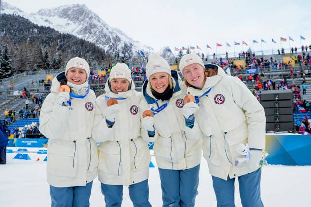 Winter Olympics in Milan Cortina 2026 Anterselva, Italy 20260218. Marthe Krakstad Johansen, Juni Arnekleiv, Karoline Knotten and Maren Hjelmeset Kirkeeide from Norway after the 4 x 6 km relay for women in biathlon during the Winter Olympics in Milano Cortina 2026. Photo: Heiko Junge NTB Anterselva Italy EDITORIAL USE ONLY. RESTRICTED USE FOR BETTING COMPANIES Ref:_SPOJ08hH8yLwRI.jpg *** Winter Olympics in Milan Cortina 2026 Anterselva, Italy 20260218 Marthe Krakstad Johansen, Juni Arnekleiv, Karoline Knotten and Maren Hjelmeset Kirkeeide from Norway after the 4 x 6 km relay for women in biathlon during the Winter Olympics in Milano Cortina 2026 Photo Heiko Junge NTB Anterselva Italy EDITORIAL USE ONLY RESTRICTED USE FOR BETTING COMPANIES  Copyright: xHeikoxJungex xNTBx