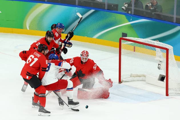 February 18, 2026, Milan, Lombardy, Italy: LUKAS SEDLAK 23 of Czechia shoots during the Quarterfinal game between Team Canada (CAN) and Team Czechia (CZE) at the Milano Cortina 2026 Olympic Games, Olympische Spiele, Olympia, OS Olympics 2026: Milano Cortina: Ice hockey, Eishockey Men: CAN:CZE  - ZUMAc179 20260218_oly_c179_041 Copyright: xMickaelxChavetx