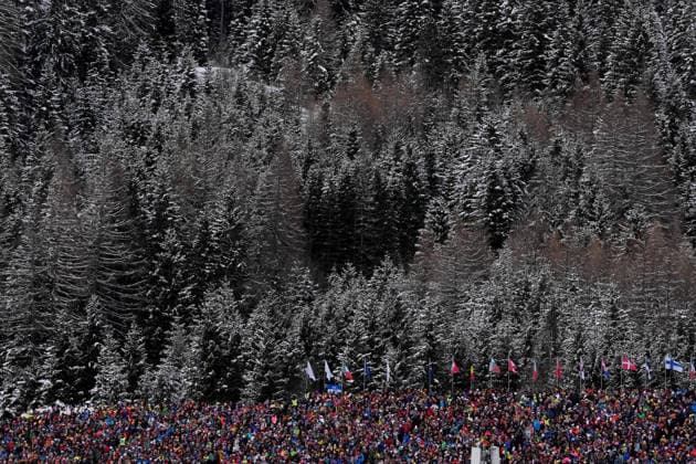 The public during Biathlon Women s 4 x 6km Relay at Antholz-Anterselva Biathlon Arena at the Milano Cortina 2026 Winter Olympics, in Anterselva (Italy) February 18 , 2026 (Spada LaPresse)  Copyright: xSpada LaPressex