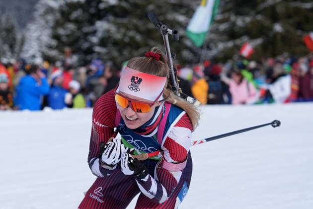 Austria ™ s team during Biathlon Women s 4 x 6km Relay at Antholz-Anterselva Biathlon Arena at the Milano Cortina 2026 Winter Olympics, in Anterselva (Italy) February 18 , 2026 (Spada LaPresse)  Copyright: xSpada LaPressex