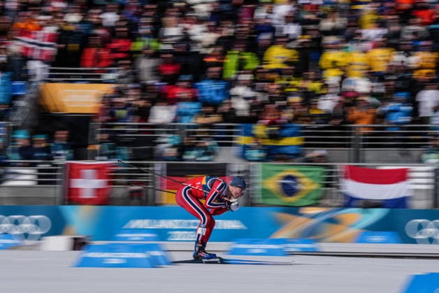 (260218) -- TESERO, Feb. 18, 2026 -- Einar Hedegart of Norway competes during the cross-country skiing men s team sprint free final at the Milan-Cortina 2026 Olympic Winter games, Winterspiele,Spiele, Summer games in Tesero, Italy, Feb. 18, 2026. ) (MICO2026)ITALY-TESERO-OLYMPIC WINTER GAMES-CROSS-COUNTRY SKIING-MEN S TEAM SPRINT FREE PengxZiyang 