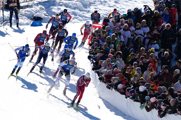 (260218) -- TESERO, Feb. 18, 2026 -- Athletes compete during the cross-country skiing men s team sprint free final at the Milan-Cortina 2026 Olympic Winter games, Winterspiele,Spiele, Summer games in Tesero, Italy, Feb. 18, 2026. ) (MICO2026)ITALY-TESERO-OLYMPIC WINTER GAMES-CROSS-COUNTRY SKIING-MEN S TEAM SPRINT FREE PengxZiyang 