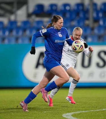 18.02.2026, Hänsch-Arena, Meppen, GER, 2.Frauen-Bundesliga. SV Meppen vs Eintr. Frankfurt II, Laura Bröring (SV Meppen 6) DFL REGULATIONS PROHIBIT ANY USE OF PHOTOGRAPHS AS IMAGE SEQUENCES AND OR QUASI-VIDEO. Meppen Niedersachsen Deutschland Hänsch-Arena