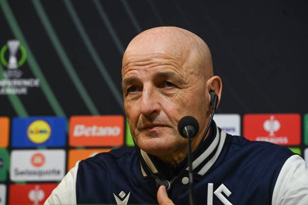 Coach of FC Lausanne Peter Zeidler speaks during the press conference, PK, Pressekonferenz prior to the UEFA football Conference League match, 1st playoff round: Sigma Olomouc vs FC Lausanne in Olomouc, Czech Republic, February 18, 2026. (CTKxPhoto LudekxPerina) CTKPhotoP2026021809029  CTKPhotoP2026021809029