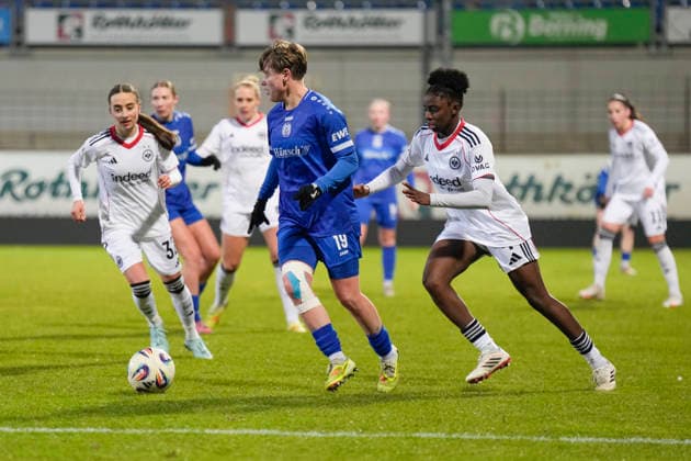18.02.2026, Hänsch-Arena, Meppen, GER, 2.Frauen-Bundesliga. SV Meppen vs Eintr. Frankfurt II, Lea Mauly (SV Meppen 19) DFL REGULATIONS PROHIBIT ANY USE OF PHOTOGRAPHS AS IMAGE SEQUENCES AND OR QUASI-VIDEO. Meppen Niedersachsen Deutschland Hänsch-Arena
