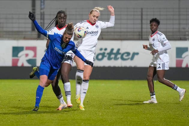 18.02.2026, Hänsch-Arena, Meppen, GER, 2.Frauen-Bundesliga. SV Meppen vs Eintr. Frankfurt II, Chantal Schouwstra (SV Meppen 20) DFL REGULATIONS PROHIBIT ANY USE OF PHOTOGRAPHS AS IMAGE SEQUENCES AND OR QUASI-VIDEO. Meppen Niedersachsen Deutschland Hänsch-Arena