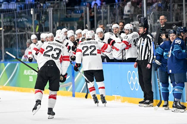 18 02 2026, Milano, Rho Ice hockey, Eishockey Arena, Winter Olympics: Finland - Switzerland (Ice Hockey), Nino Niederreiter of Switzerland celebrate his goal Milano Rho Ice Hockey Arena Lombardy Italy *** 18 02 2026, Milano, Rho Ice Hockey Arena, Winter Olympics Finland Switzerland Ice Hockey , Nino Niederreiter of Switzerland celebrate his goal Milano Rho Ice Hockey Arena Lombardy Italy Copyright: xJustPictures.ch AndreaxBrancax jp-en-AnBr-AB-AAB_588018022026