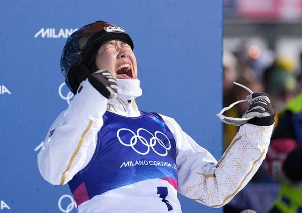 (260218) -- LIVIGNO, Feb. 18, 2026 -- Xu Mengtao of China reacts after the freestyle skiing women s aerials final 2 at the Milan-Cortina 2026 Olympic Winter games, Winterspiele,Spiele, Summer games in Livigno, Italy, Feb. 18, 2026. ) (MICO2026)ITALY-LIVIGNO-OLYMPIC WINTER GAMES-FREESTYLE SKIING-WOMEN S AERIALS-FINAL HuxChao 