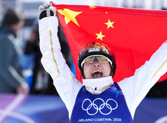 (260218) -- LIVIGNO, Feb. 18, 2026 -- Xu Mengtao of China celebrates after the freestyle skiing women s aerials final 2 at the Milan-Cortina 2026 Olympic Winter games, Winterspiele,Spiele, Summer games in Livigno, Italy, Feb. 18, 2026. ) (MICO2026)ITALY-LIVIGNO-OLYMPIC WINTER GAMES-FREESTYLE SKIING-WOMEN S AERIALS-FINAL HuxChao 