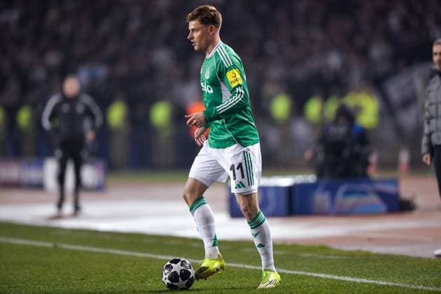 Harvey Barnes of Newcastle United Football Club controls the ball Qarabag v Newcastle United, UEFA Champions League, Knockout Round Play-Offs, First Leg, Football, Tofig Bahramov Republican Stadium, Baku, Azerbaijan - 18 Feb 2026Baku Tofig Bahramov Republican Stadiu Azerbaijan EDITORIAL USE ONLY No use with unauthorised audio, video, data, fixture lists, club league logos or live services. Online in-match use limited to 120 images, no video emulation. No use in betting, games or single club league player publications. Copyright: xElmirxKarimov Shutterstockx 16660416v