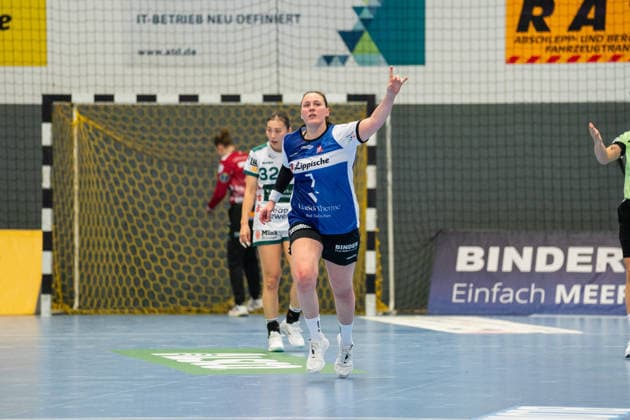 HSG Blomberg-Lippe (GER) vs. Frisch Auf Goeppingen (GER), Handball, 1. Handball Bundesliga Frauen, 18. Spieltag, 18.2.2026, Saision 2025 2026, Blomberg Diana Magnusdottir (HSG Blomberg-Lippe, 07) jubelt nach einem Tor Blomberg Sporthalle an der Ulmenallee Deutschland