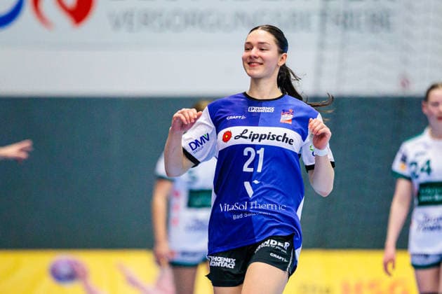Nuria Bucher (HSG Blomberg-Lippe, 21) jubelt nach Torerfolg Tor GER, HSG Blomberg-Lippe vs. FRISCH AUF Goeppingen, Handball, 1. Bundesliga Frauen, 18. Spieltag, 18.02.2026 GER, HSG Blomberg-Lippe vs. FRISCH AUF Goeppingen, Handball, 1. Bundesliga Frauen, 18. Spieltag, 18.02.2026 Blomberg Copyright: xEibner-Pressefoto JanxRollingerx EP_JSK