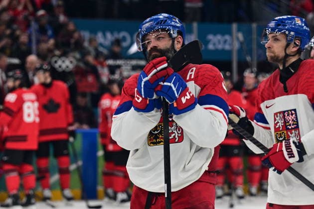 XXV Winter Olympic Games, Olympische Spiele, Olympia, OS in Milan, Italy, on February 18, 2026. Men s Ice hockey, Eishockey preliminary round playoffs, Czech Republic vs. Canada. From left Radko Gudas, Jan Rutta of Czech Republic. (CTKxPhoto MichalxKamaryt) CTKPhotoP2026021809684  CTKPhotoP2026021809684