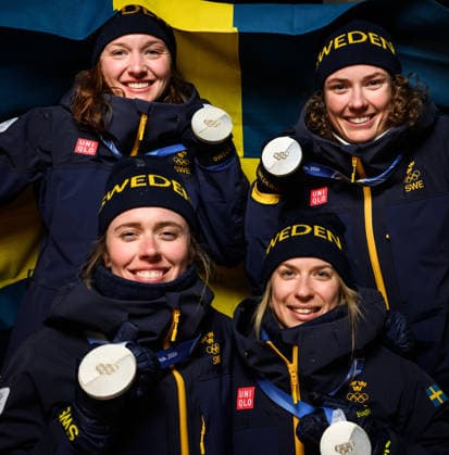 260218 Linn Gestblom, Elvira Öberg, Hanna Öberg and Anna Magnusson of the Swedish national biathlon team with their silver medals at a medal celebration for women s relay during day 12 of the 2026 Winter Olympics on February 18, 2026 in Anterselva. Photo: Mathias Bergeld BILDBYRAN kod MB MB1337 skidskytte biathlon skiskyting Olympic Games, Olympische Spiele, Olympia, OS olympics winter olympics os ol olympiska spel vinter-os olympiske leker milano cortina 2026 milan cortina 2026 milano cortina 2026 olympic games milano cortina 2026 winter olympic games milano cortina-os milano cortina-ol vinter-ol 12 bbeng sweden sverige medaljfirande celebration dam women kvinner jubel os-silver silvermedalj silver *** 260218 Linn Gestblom, Elvira Öberg, Hanna Öberg and Anna Magnusson of the Swedish national biathlon team with their silver medals at a medal celebration for women s relay during day 12 of the 2026 Winter Olympics on February 18, 2026 in Anterselva Photo Mathias Bergeld BILDBYRAN code MB MB1337 biathlon biathlon olympic games olympics olympics winter olympics os ol olympiska spel vinter os olympiske leker milano cortina 2026 milan cortina 2026 milano cortina 2026 olympic games milano cortina 2026 winter olympic games milano cortina os milano cortina ol vinter ol 12 bbeng sweden sverige medaljfirande celebration dam women kvinner jubel os silver silvermedalj silver  Copyright: MATHIASxBERGELD BB260218MB133