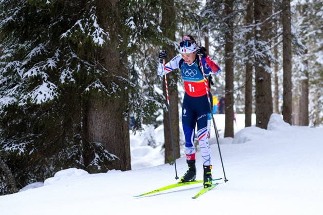 Antholz, Italien 18. Februar 2026: Biathlon Staffel 4 x 6 km Frauen - Olympia 2026 Im Bild: Camille Bened (FRA) Anterselva Biathlon Arena *** Antholz, Italy February 18, 2026 Biathlon relay 4 x 6 km women Olympic Games 2026 In the picture Camille Bened FRA Anterselva Biathlon Arena Copyright: xFotostandx xHettichx