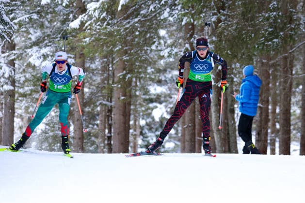 Antholz, Italien 18. Februar 2026: Biathlon Staffel 4 x 6 km Frauen - Olympia 2026 Im Bild: v.li. Milena Todorova (BUL) und Franziska Preuss (GER) Anterselva Biathlon Arena *** Antholz, Italy February 18, 2026 Biathlon relay 4 x 6 km women Olympic Games 2026 Pictured from left Milena Todorova BUL and Franziska Preuss GER Anterselva Biathlon Arena Copyright: xFotostandx xHettichx