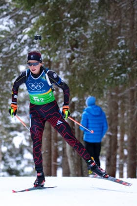 Antholz, Italien 18. Februar 2026: Biathlon Staffel 4 x 6 km Frauen - Olympia 2026 Im Bild: Franziska Preuss (GER) Anterselva Biathlon Arena *** Antholz, Italy February 18, 2026 Biathlon relay 4 x 6 km women Olympic Games 2026 In the picture Franziska Preuss GER Anterselva Biathlon Arena Copyright: xFotostandx xHettichx