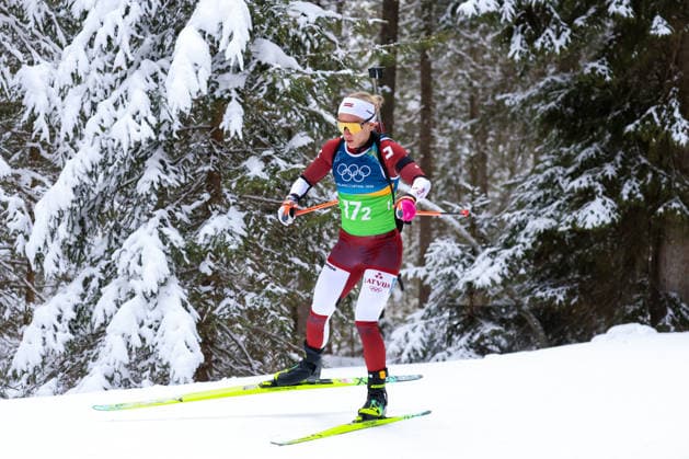 Antholz, Italien 18. Februar 2026: Biathlon Staffel 4 x 6 km Frauen - Olympia 2026 Im Bild: Baiba Bendika (LAT) Anterselva Biathlon Arena *** Antholz, Italy February 18, 2026 Biathlon relay 4 x 6 km women Olympic Games 2026 In the picture Baiba Bendika LAT Anterselva Biathlon Arena Copyright: xFotostandx xHettichx